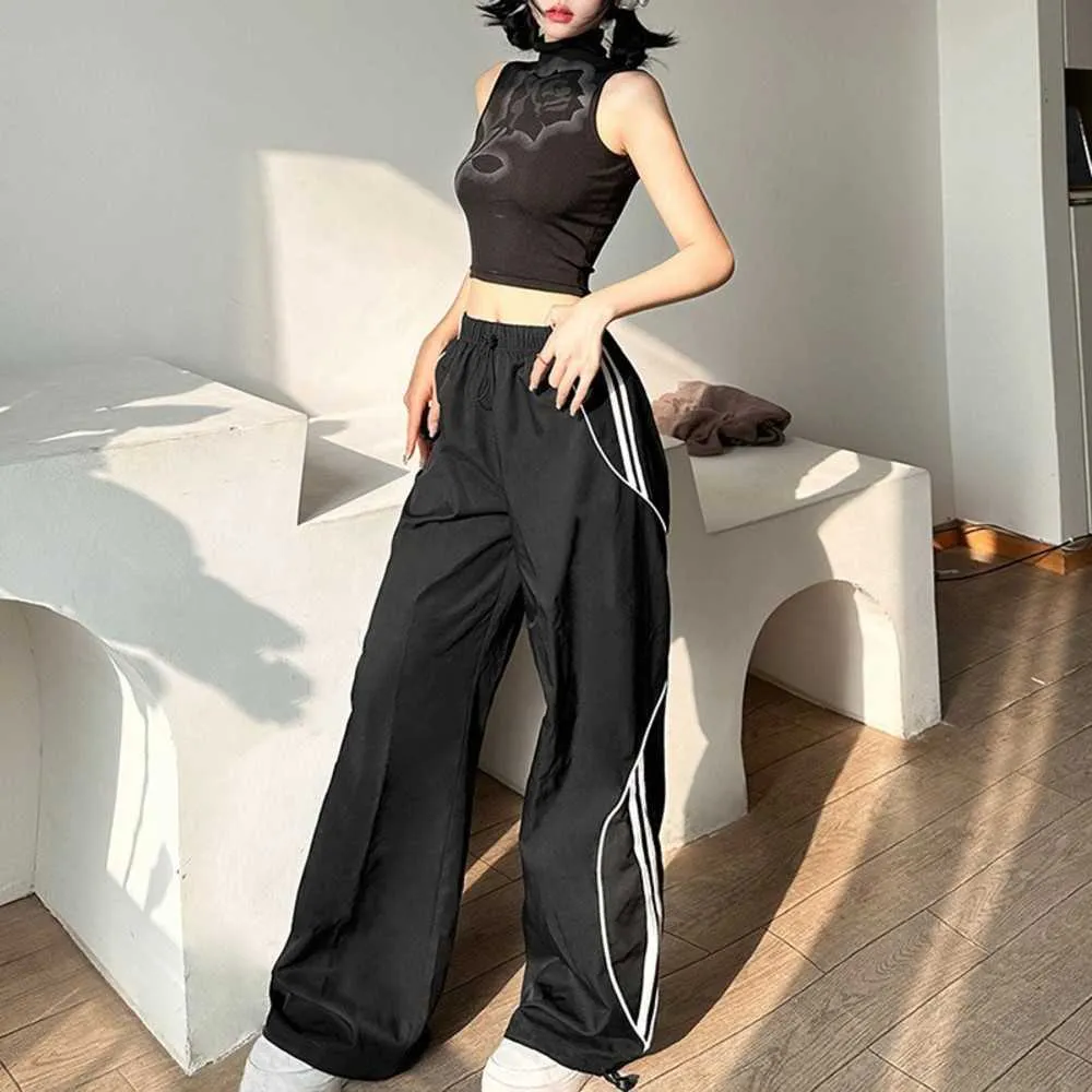 Sports harem Camp palazzo flare pants plus sizes new women's high street drawstring leggings ins trend high waist wide leg pants sport