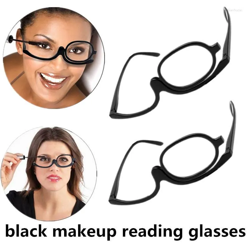 Outdoor Eyewear 2 In 1 Makeup Reading Glasses Universal Magnifying Flip Down Visually Impaired Cosmetic Reader Women Rotating Spectacles