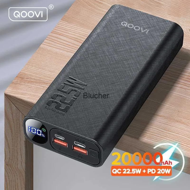 QOOVI-batería externa para teléfono móvil, Banco de energía portátil de  20000mAh, PD, 20W, carga rápida