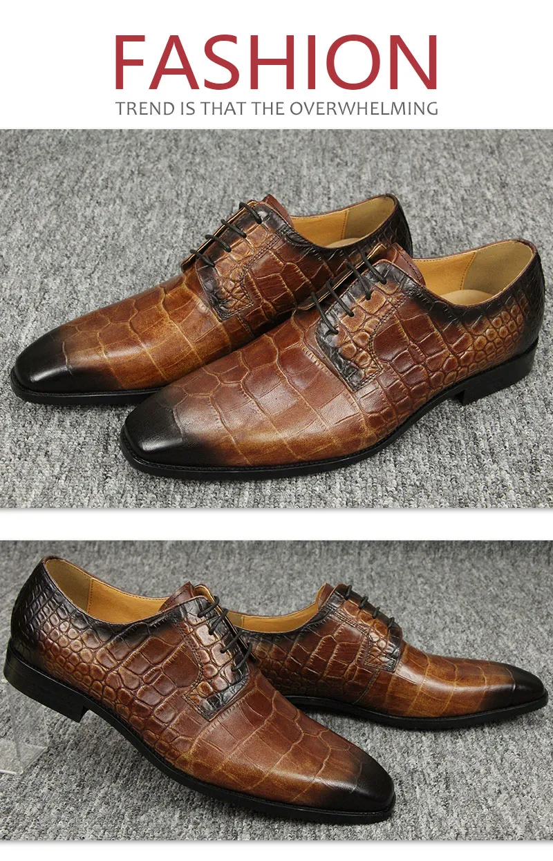 Wholesale Genuine Leather Derby Shoes: Crocodile Pattern  display picture 1