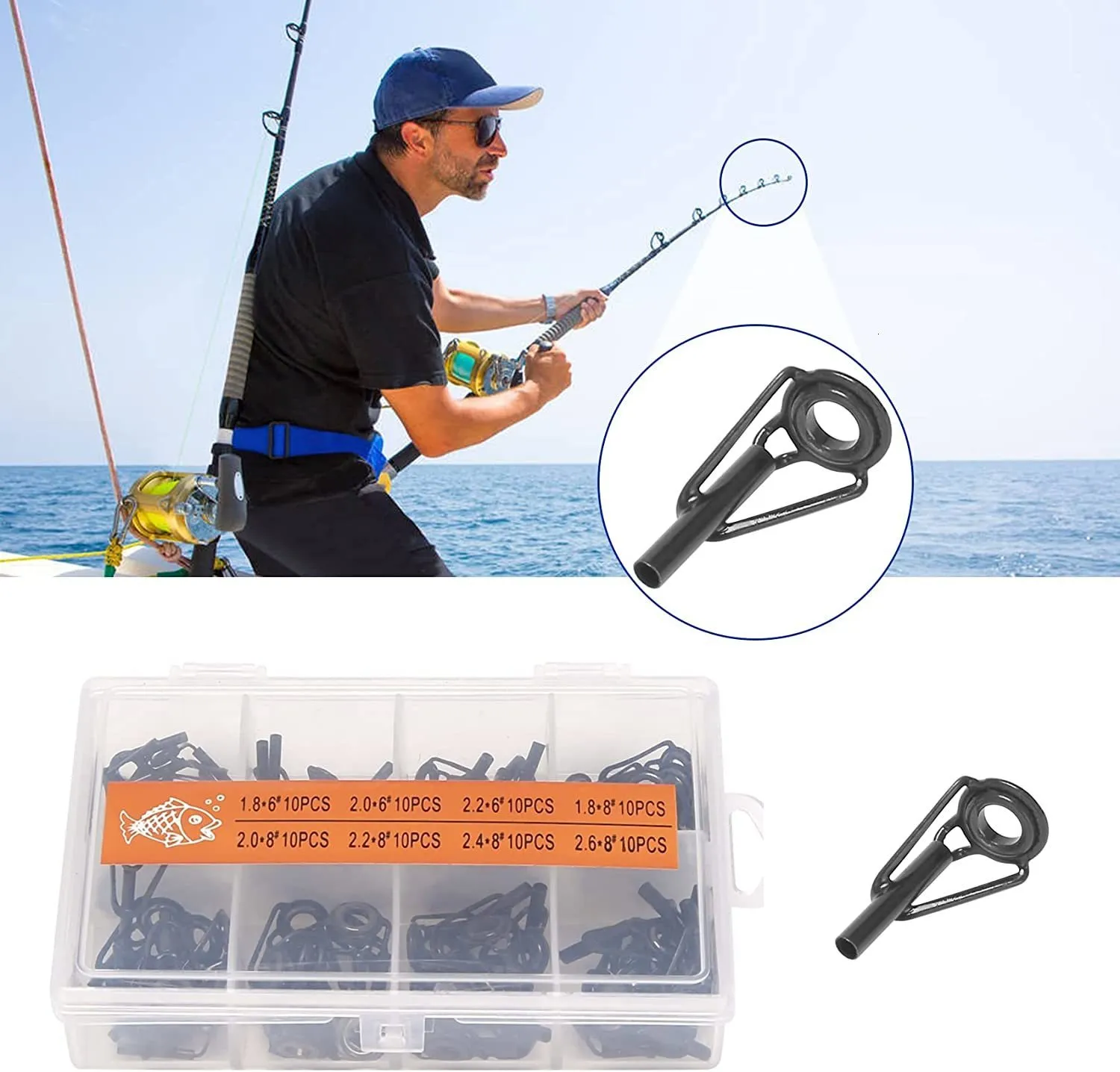 13mm Tube Dia Fishing Rod Guide Repair Kit, 8pcs Iron Line Ring Replacement  | eBay