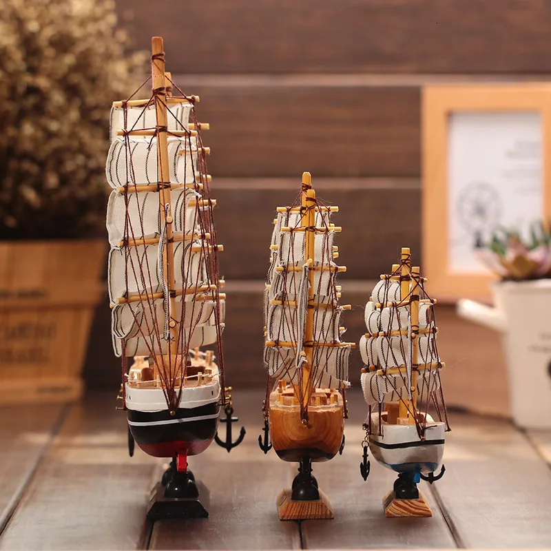Nautical Wooden Sailing Ship Model Set - Handcrafted Wood Boat