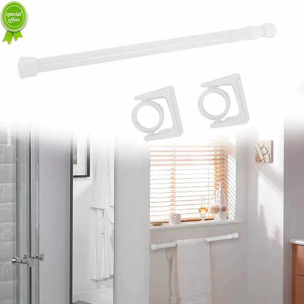 Adjustable Tension Curtain Telescopic Rod Extendable Small Curtain Rail Rod Punch Free Self Adhesive Hook Bracket For Clothes To