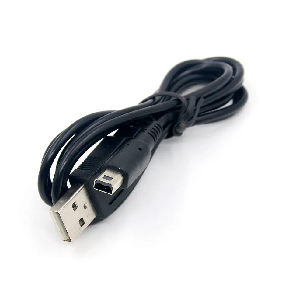 Laddarladdningskablar för nya Nintendo NDS 3DS 3DSll NDSI 3DSXL USB till DSI Charge Cord Data Sync Cable 1.2m svart färg
