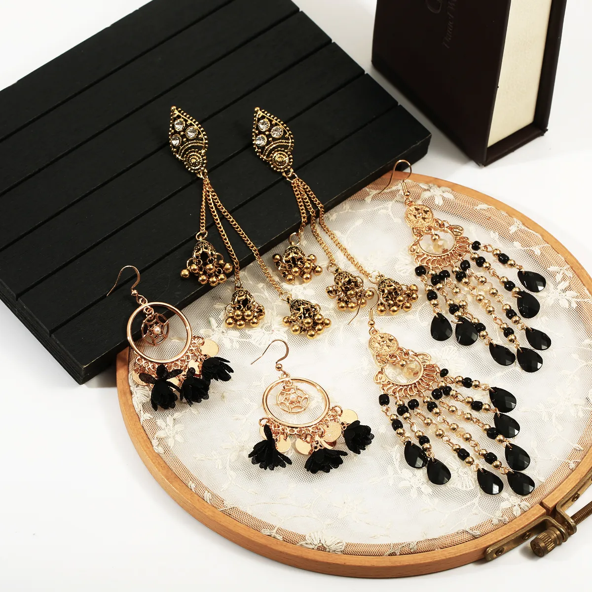 Set di orecchini con nappe etniche vintage per le donne Orecchini con orecchini a goccia geometrici con nappe multistrato bohémien