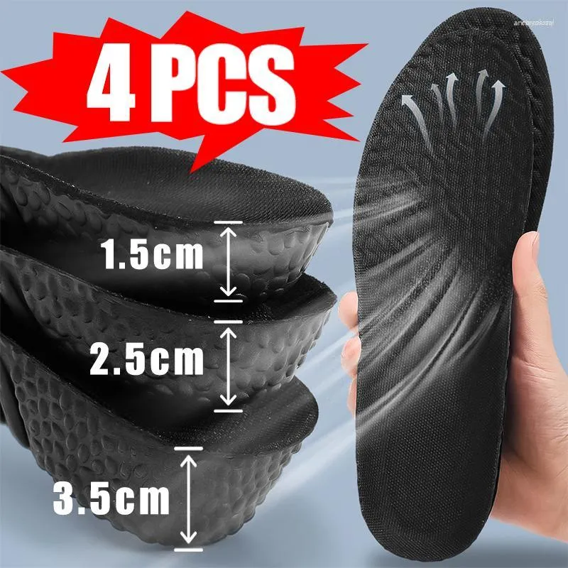 Meias femininas pretas esportes almofada de ar para absorção de altura palmilhas aumentadas pés espuma de memória sapatos almofada respirável elevador de calcanhar