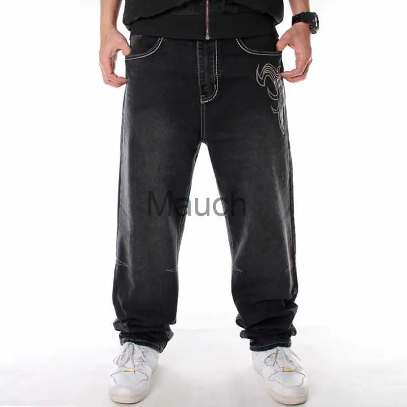 Men's Jeans co Man Loose Baggy Jeans Hiphop Skateboard Denim Pants Street Dance Hip Hop Rap Male Bla Trouses nese Size 30 J230814