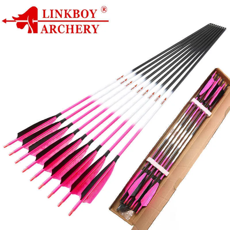 Bow Arrow 6st bågskytte Kolpilar Spine300 340 400 500 600 700 800 5ICCH Turkiet Vees Compound Recurve Bow Hunting ShootingHKD230626