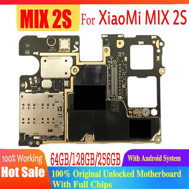 Shavers per Xiaomi Mi Mix 2S Mother Board a funzionamento completo 100% Sbloccato Scheda logica originale Mainboard 6 GB RAM 64 GB 128GB ROM 8G+256 GB