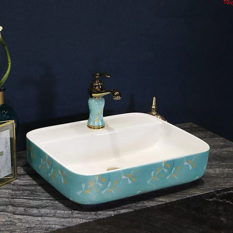 Ovale vert chinois lavabo évier salle de bain bol comptoir Céramique lavabo qté Jpaco