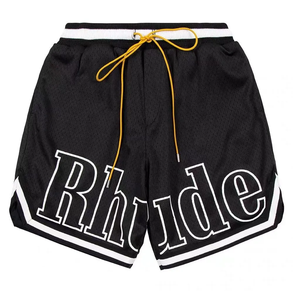 Designer Shorts Rhude Shorts Heren Mens Mesh Korte Summer Fashion Beach Elastische bandbroek Mannen Hoogwaardige straatkleding Roodblauw Zwart paarse broek