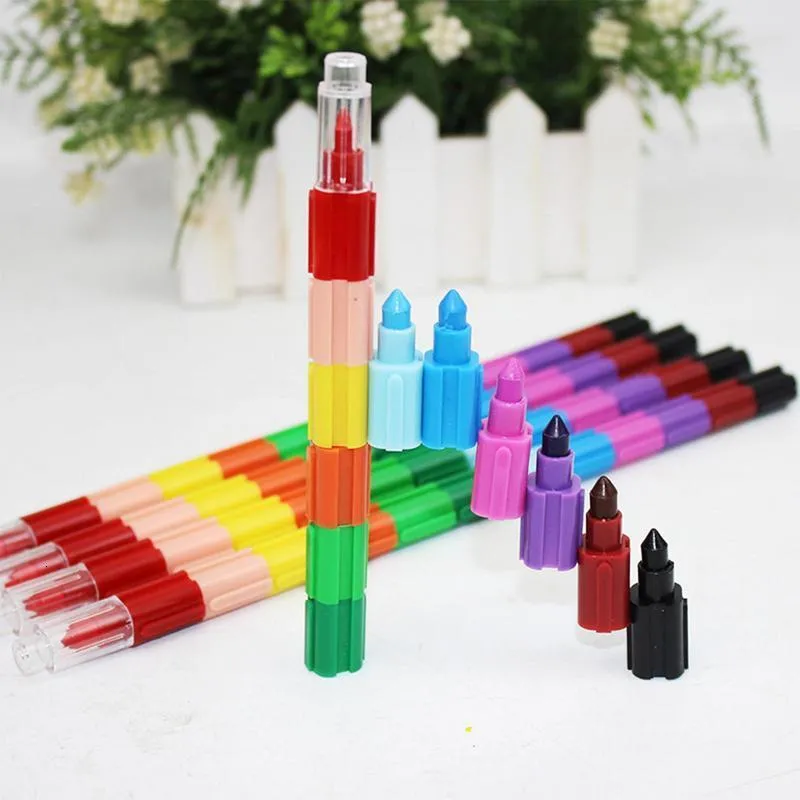 Intelligence Toys Rainbow Pencils Stackable Crayons Creative Colored For  Kids Stacking Pen Favor School Gift 230625 From Ren08, $12.49