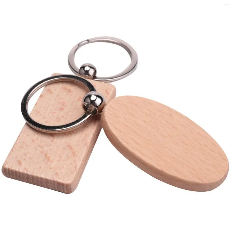 Hooks 40 Pcs Blank Wooden Key Chain DIY Wood Keychains Tags Gifts 20 Oval & Square