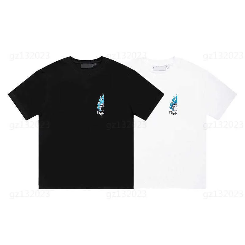 T-Shirt Männer Trapstar Designer Trainingsanzug Tops Sommer Flamme Würfel HD Print Mode Kurzarm 2 Farbe S-XL T-Shirts für Herren Designer 0607