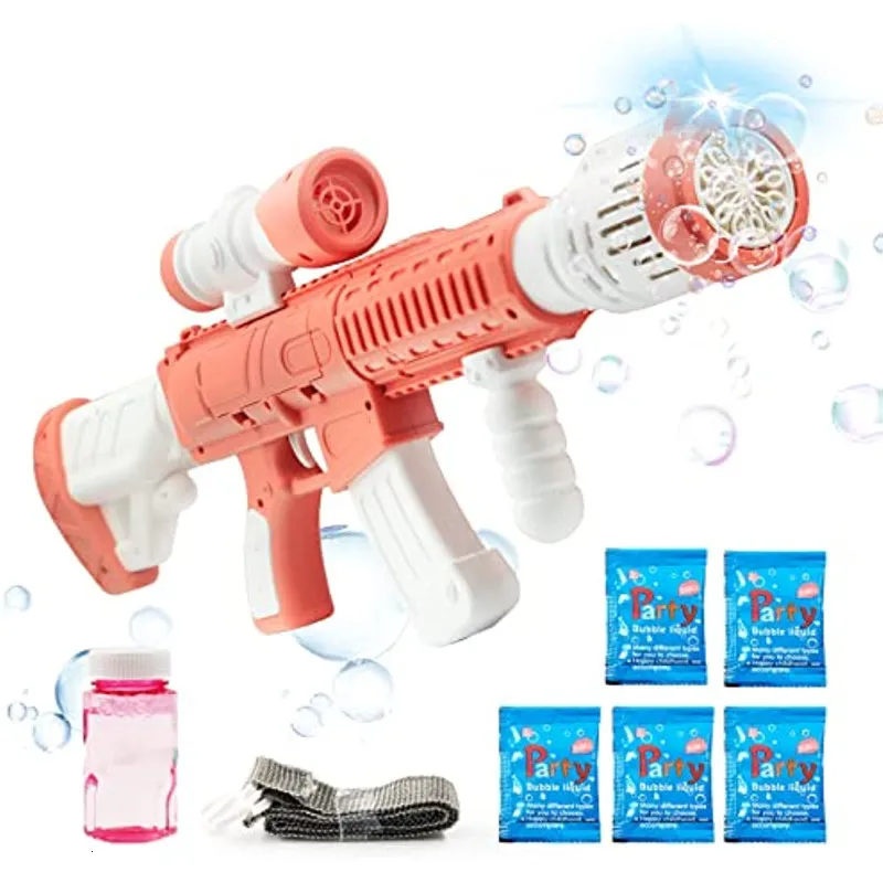 Nieuwigheid Games Gatling Oplaadbare Bubble Machine LED Light Outdoor Party Sfeer Speelgoed kinderen Verjaardagscadeau 230625