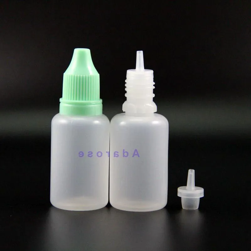 20 ML 100 Pcs High Quality LDPE Plastic Dropper Bottles With Tamper Proof Caps & Tips Safe e Cig Squeezable Bottle thin nipple Rixvl