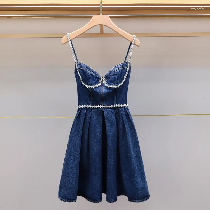 Denim Strap Mini Dress with Pocket and Diamonds Trim Sleeveless Slim Short  Casual Dress for Women from Dhgate Basic & Casual Dresses - price 53.22