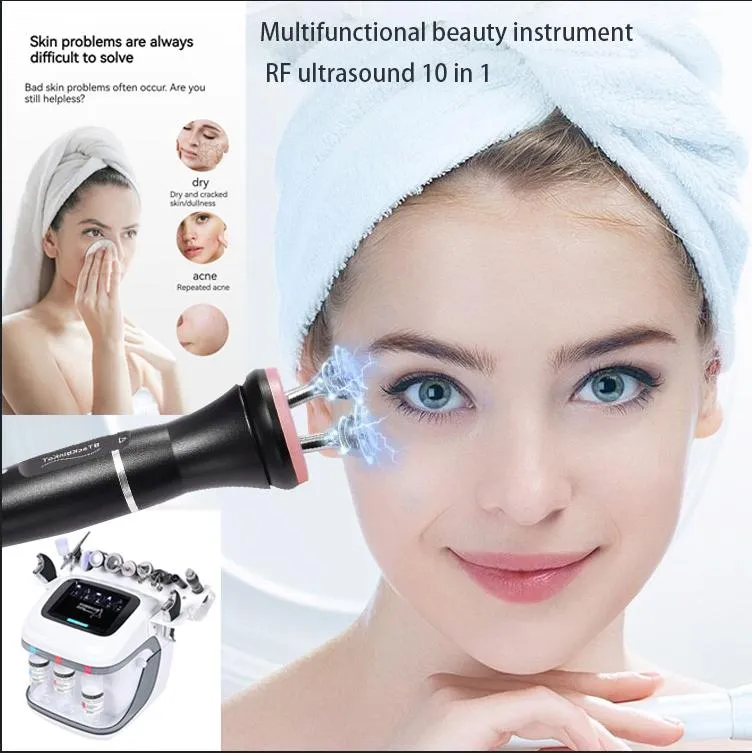 Équipement de conception haut de gamme Ultrasonic RF10 en 1 petite bulle de levage et de raffermissement et visage mince pour nettoyer en profondeur les points noirs à usage domestique ou salon de beauté EMS instrument