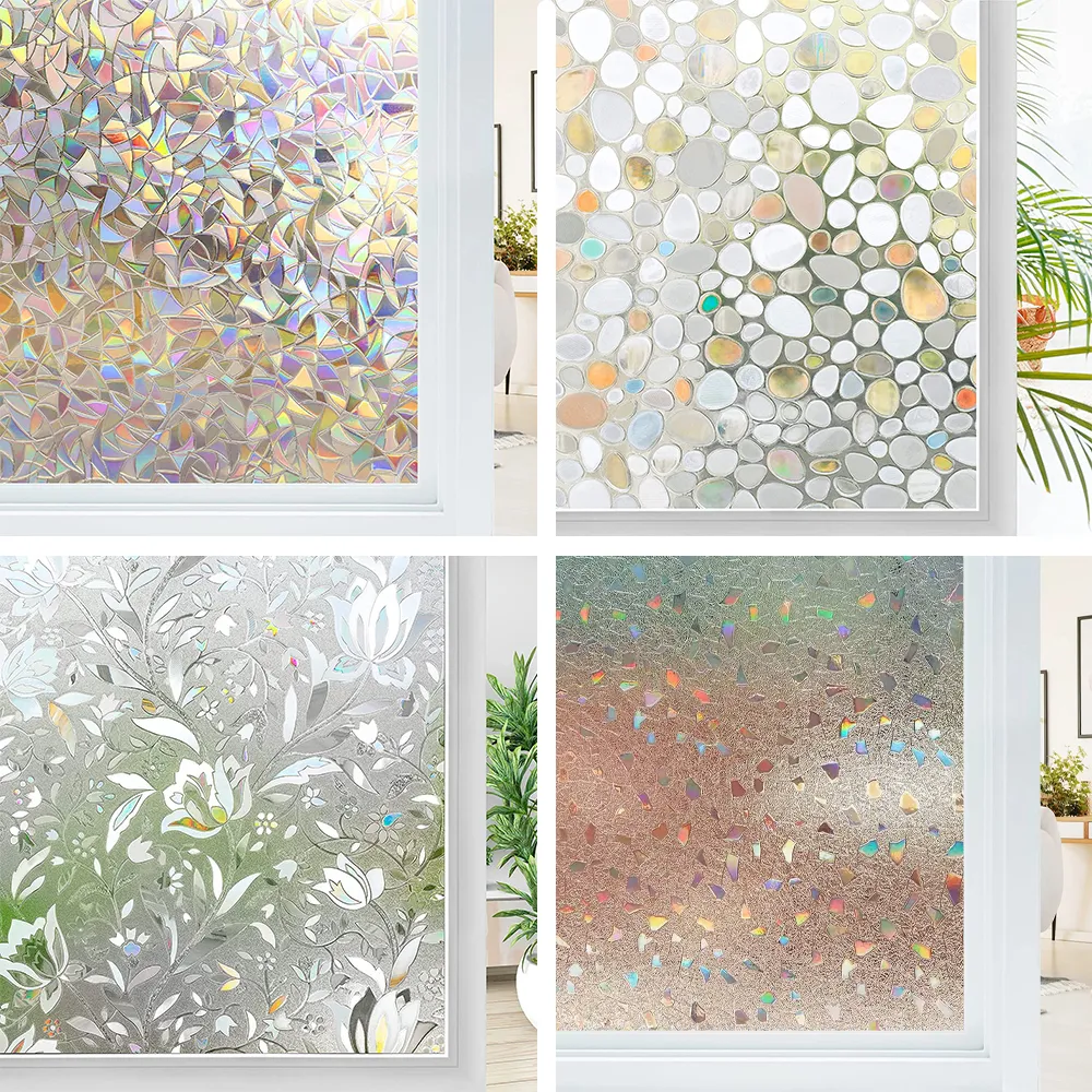 Wallpapers Mulsize Regenbogen-Fensterfolie, 3D-Ökologie, ungiftiges Glas-Vinyl für Zuhause, statische Haftung, gebeizter Isolieraufkleber 230625