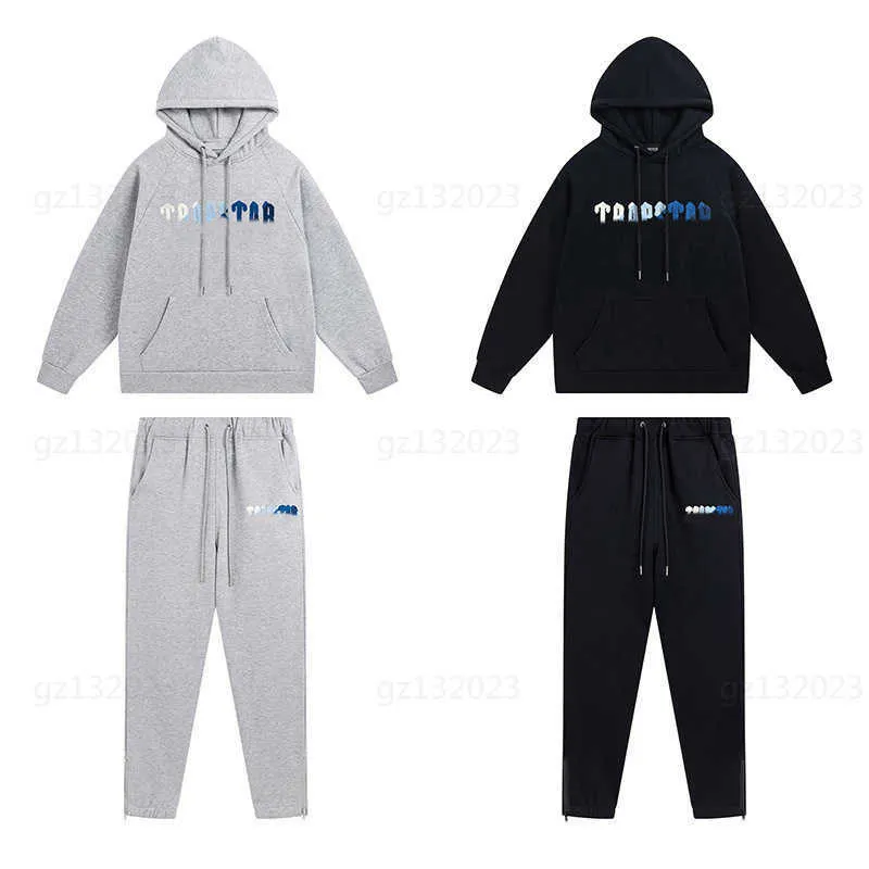 Trapstar Trainingsanzug Männer Pullover Hosen Sets Blau-weiß Buchstaben Handtuch Stickerei Gepolstertes Sweatshirt Mit Hosen TRAPSTAR Trainingsanzüge Anzug