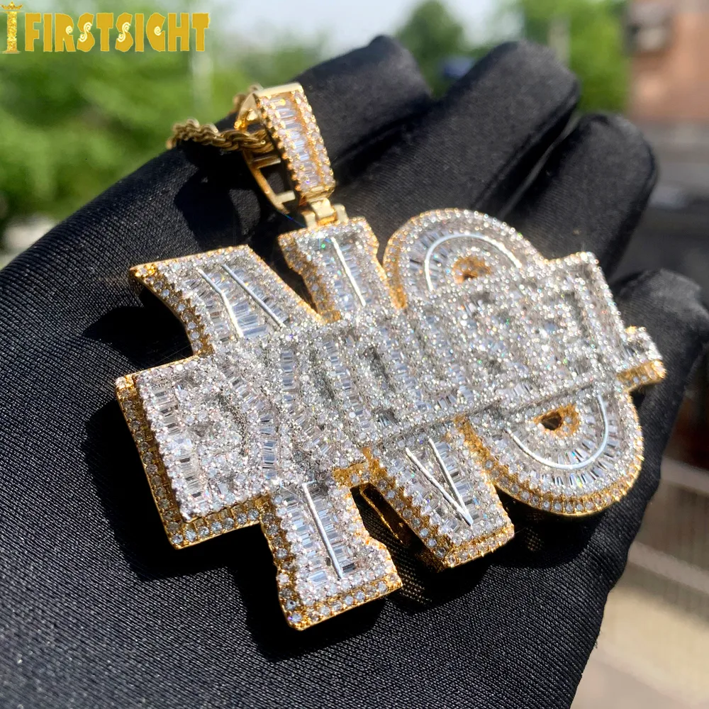 DHgate Mens Iced Out Bling Letters Pendant Necklace 5A Zircon Charms Hip Hop Jewelry Jewelry