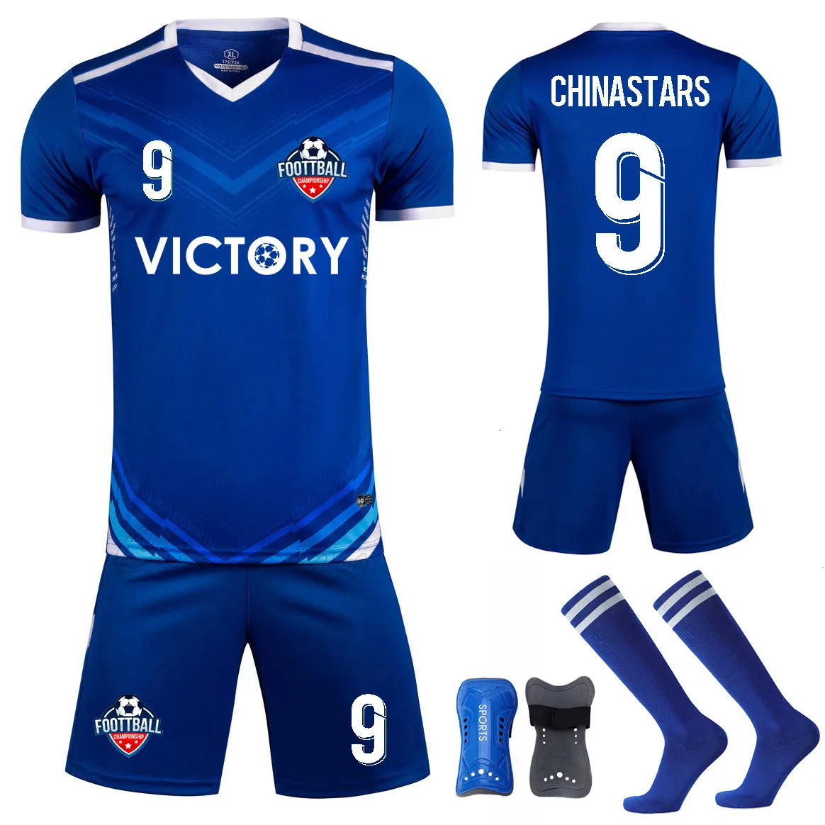 Qmh0 Kids Soccer Jersey Sets with Shin Guards: Breathable