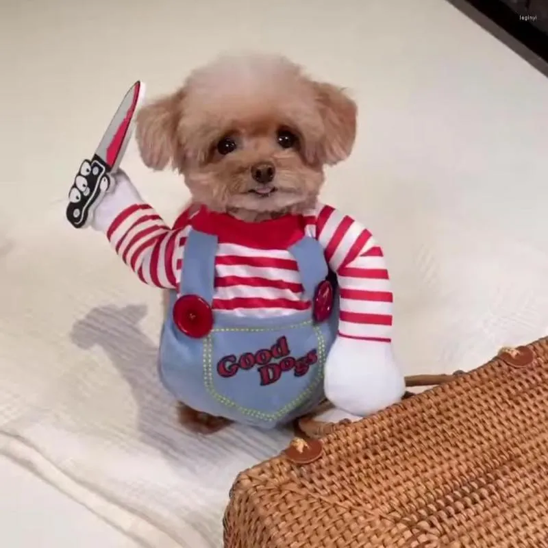 犬アパレルハロウィーンのナイフ人形服冬の温かい小さな猫パーカースウェットシャツペット服のコスチューム