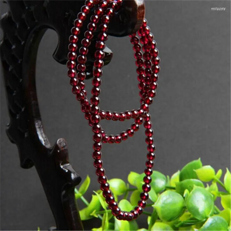 Strand Natural Red Garnet Quartz Crystal Clear Round Bead 3 Laps 6mm Stretch Charm Stone Armband Halsband