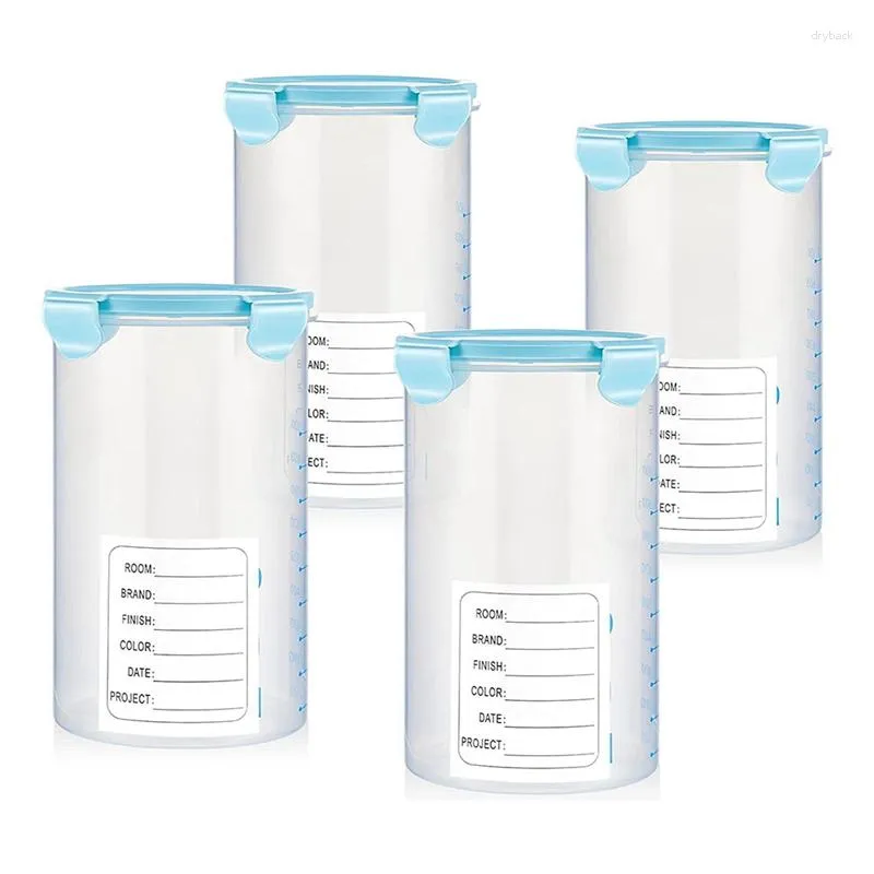 Jewelry Pouches 4 Pcs Plastic Paint Containers With Lids 50 Oz Storage For Leftover Cups Empty Can 1500Ml