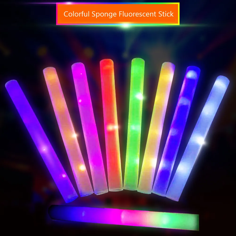 1/10Pcs LED Foam Glow Sticks Colorful RGB Luminous Fluorescent