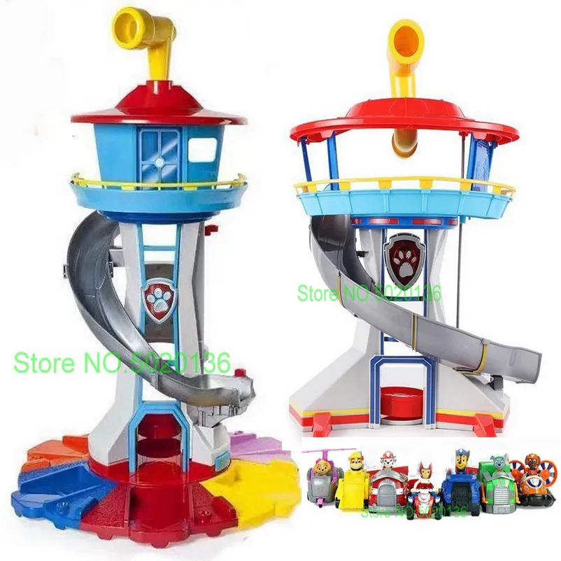 Anime Manga Pawed Observation Tower Patrulla Canina Captain Puppy Patrolling Toy Set Rescue Base Command Center Christmas Gift for Chidlren 230626