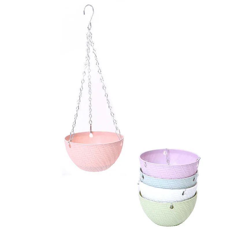 Planters Pots Balcony Chain Hanging Planters Flower Pot Basket Rattan Weaving Plant Pots Decorative Office Decor Garden Decoration