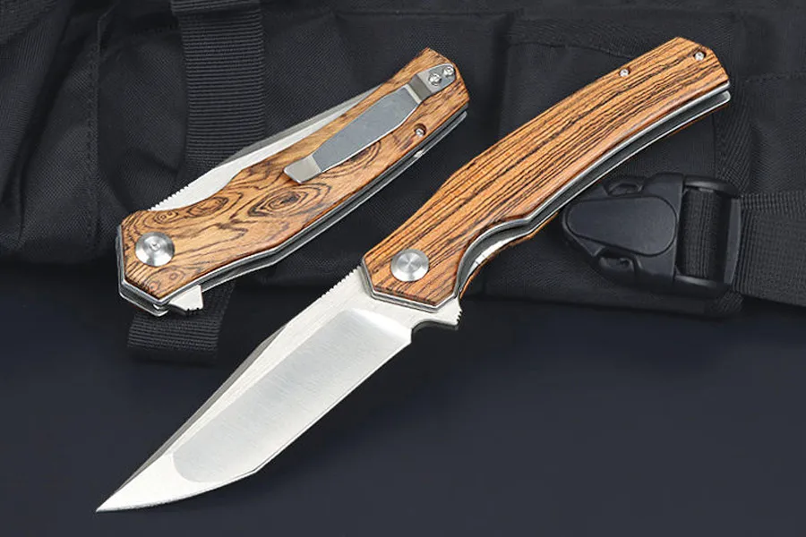 Promotion M7628 Flipper Folding Knife D2 Satin Drop Point Blade CNC Rosewood Handle Ball Bearing Outdoor Camping EDC Pocket Folder Knives