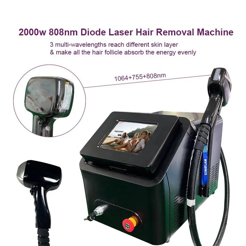 Maquina de depilacion permanente laser de 3 ondas para hombres maquina laser de diodo dispositivo de depilacion Lazer con portatil sin dolor