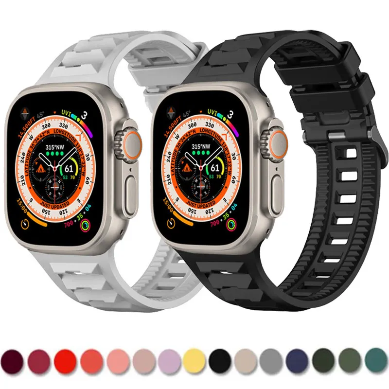 Pulseira de silicone macio para Apple Watch Band Ultra 49mm 44mm 45mm 42mm 41mm 40mm 38mm sport iwatch serise 8 7 6 5 pulseira