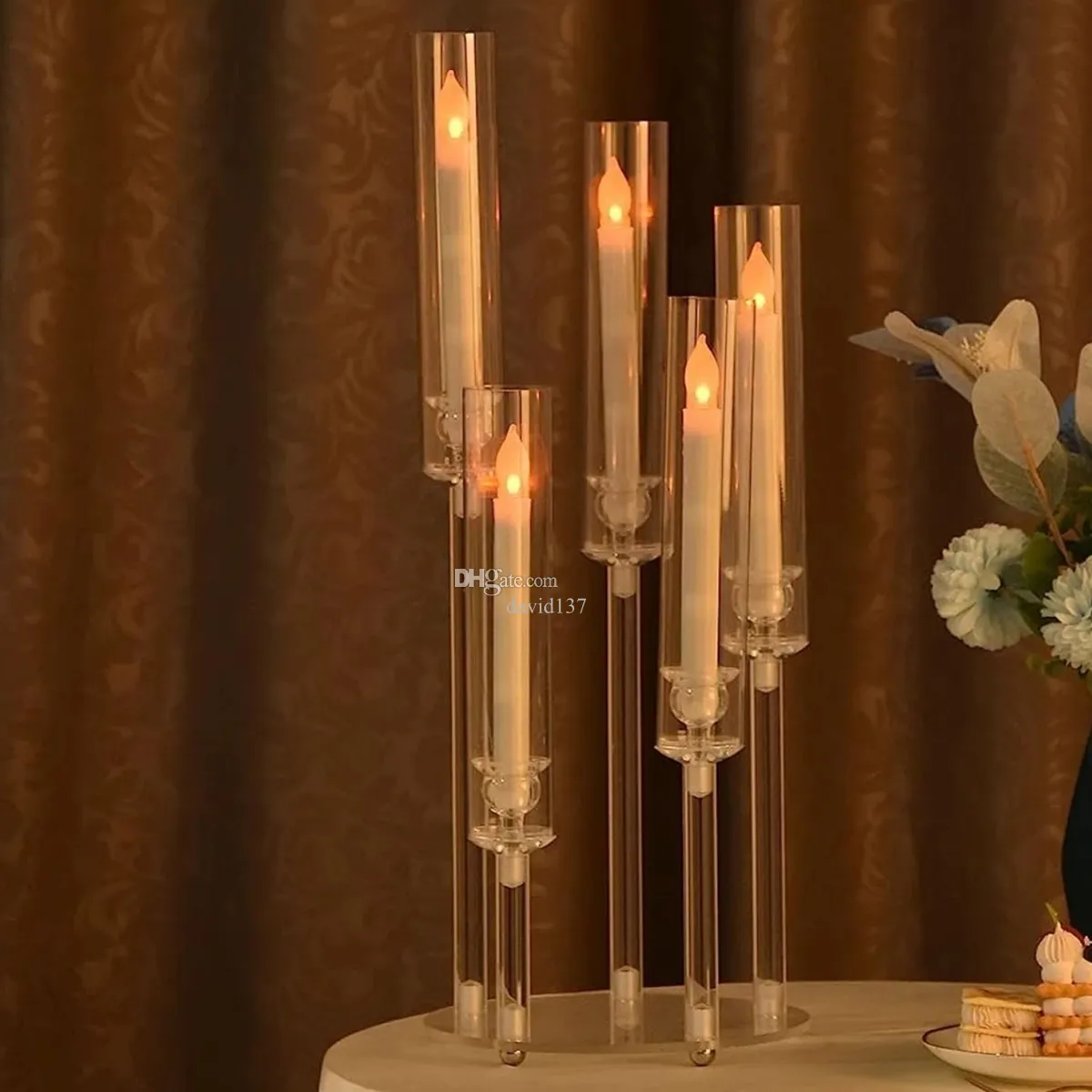 5 broni akryl clear candelabra świecznika świecznika z akrylową dekoracją stołu imprezowego