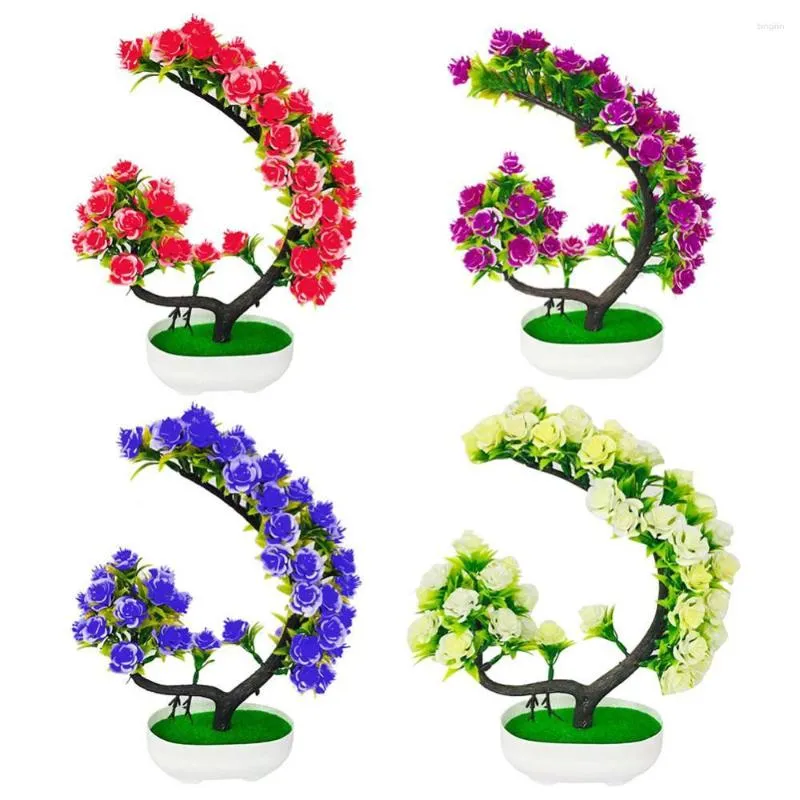 Decorative Flowers Plant Pot Decoration Artificial Rose Flower Tree Potted Bonsai Garden Party Table