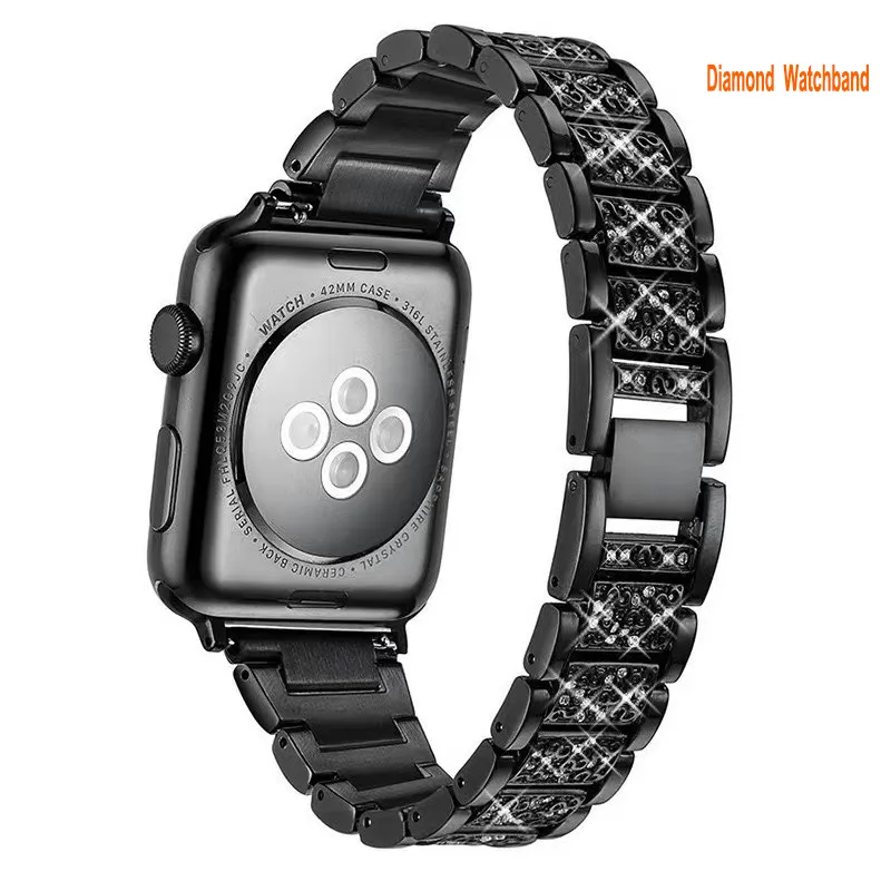 Bling Diamond Smart Straps Compatível com Apple Watch Band 49mm 45mm 44mm 41mm 40mm 38mm Pulseiras femininas de strass de aço inoxidável para iWatch 8 SE Series 8/7/6/5/4 3 2 1 SE