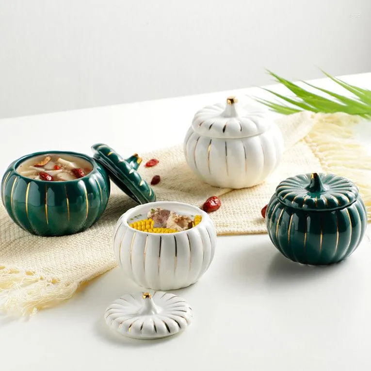 Skålar keramik med täckguld inlay bordsartiklar dessert ångat ägg litet skål kök hem dagligen ganska praktiskt miljövänligt