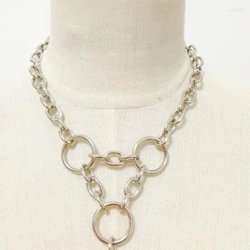 Chains Women Fashion Handmade Metal Chain Choker With O-ROUND Punk Collar Belt Necklace