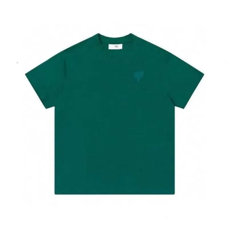 Дизайнерская футболка Paris 2023ss Весенняя классическая футболка с сердцем, сплошной цвет, футболка с коротким рукавом и круглым вырезом в форме сердца для мужчин и женщин 0214F