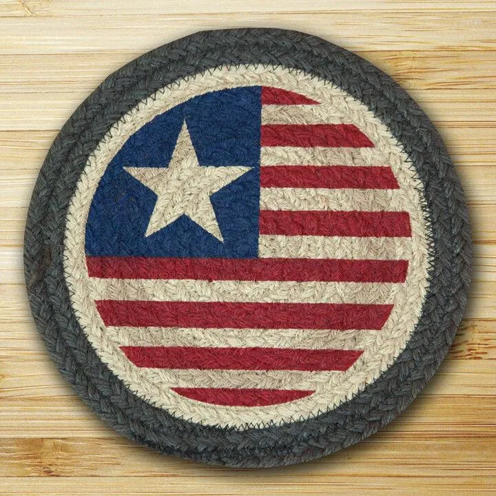 Carpetes Tapetes trançados redondos tapete de juta padrão de decoração de bandeira americana jogo americano mesa de cabeceira multifuncional tapete de chão de sala de estar