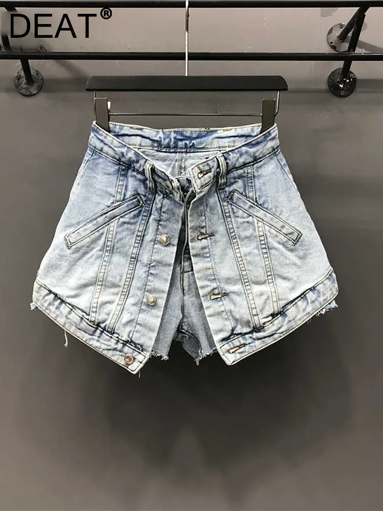 Женские шорты склоните сплошные фальшивые два куска высокой талии тонкий джинсовый торговый центр, гот GX471 230625