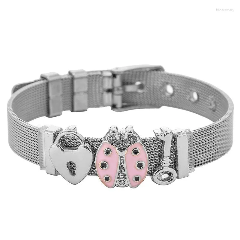 Charm-Armbänder aus Edelstahlgeflecht für Damen und Herren, Schlüsselschloss-Keeper, feine Armreifen, Schmuck, Geschenk