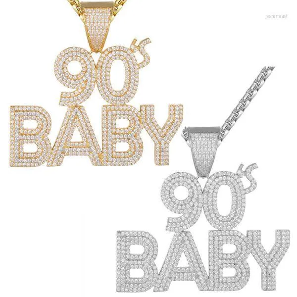 Choker High Quality Micro Pave 5A Cubic Zirconia CZ Letter 90'S BABY Hip Hop Men Pendant Necklace