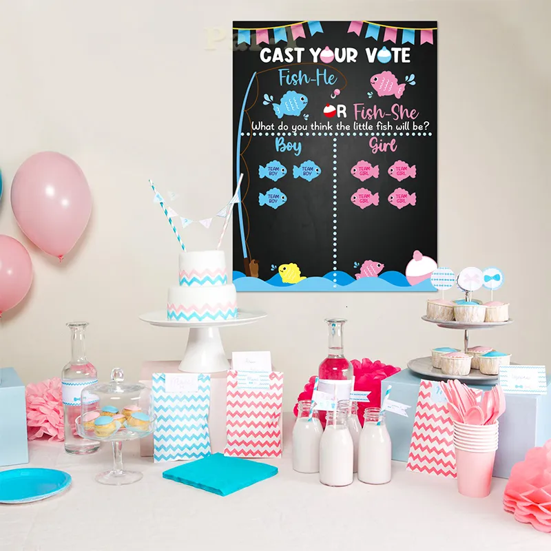 Nieuwheid Games verdwenen vis Geslacht Poster Party Party Game Guess Infant Gender Indoor Stem Toy Baby Shower Decor Interactive Games met gasten 230625