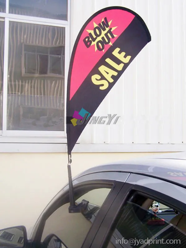 Unique design tension fabric commercial pop up decorative teardrop flag used for car display for sale