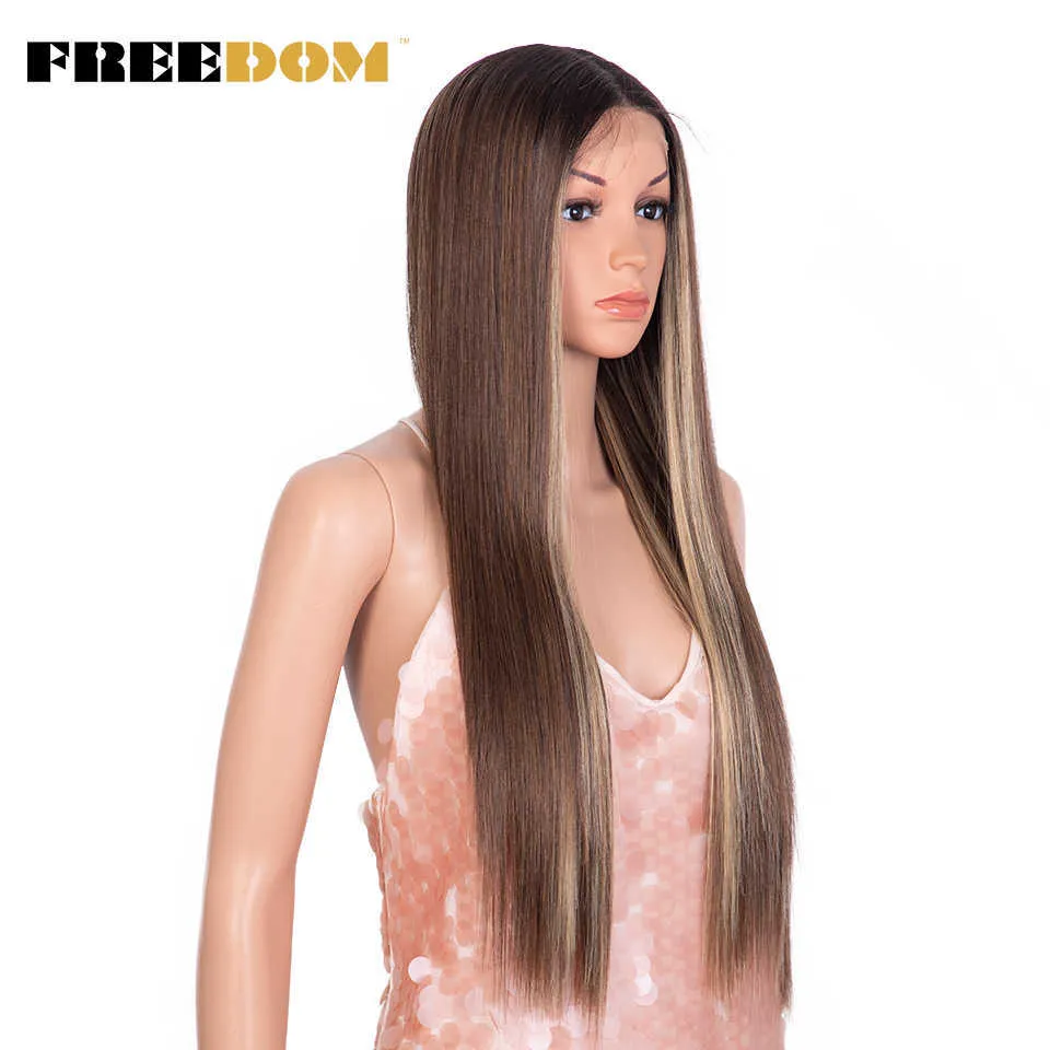 Nxy Synthetic Lace Front Wigs For Women 32 inch Long Straight Lace Wigs Blonde Ginger Highlight Colorful Cosplay Wigs 230524