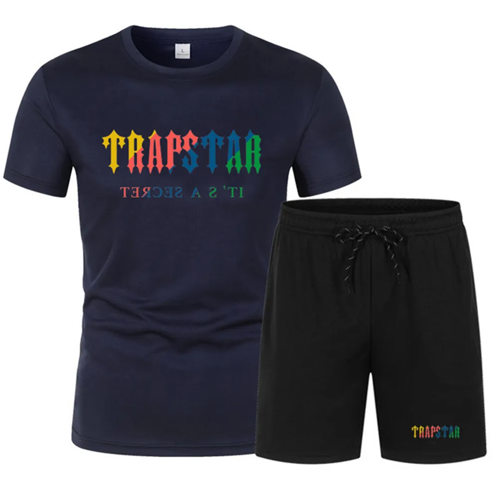 Men's Tracksuits Summer Discount Men's Set TRAPSTARS Sportswear Short Sleeved T-shirtShorts Y2k Men's Sportswear Set Fashion Y2k 230625