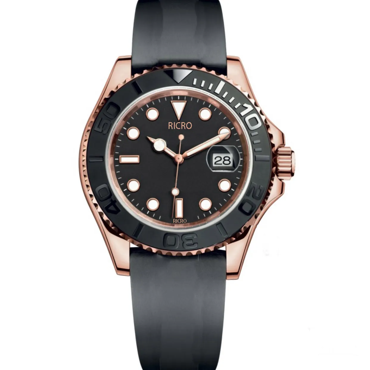 Sports Wristwatch: Ceramic Ring Rose Gold Stainless Steel Case
